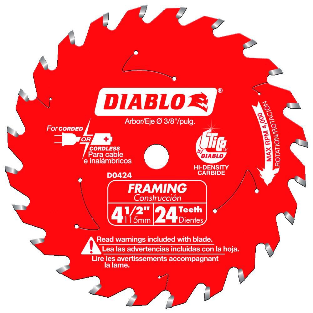 Diablo Tools 4 1/2 inch x 24 Tooth ATB Framing Circular Saw Blade with 3/8 inch Arbor - D0424X