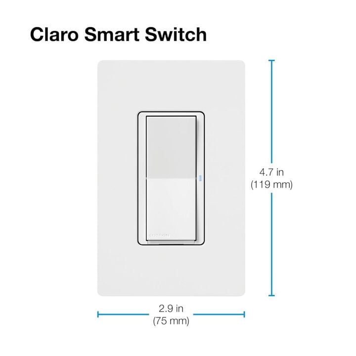 Lutron Caseta 120V 5A 1P Gloss White Rocker Control Claro Smart Switch, large image number 9