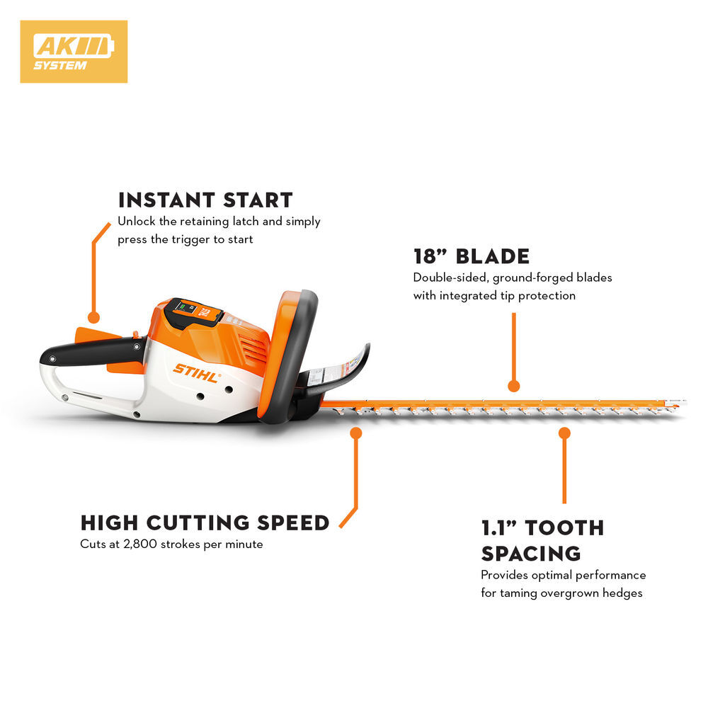 Stihl HSA 40 10.8 Volt 20 Inch Double-Side Blade Battery Hedge Trimmer Cordless Kit, large image number 2
