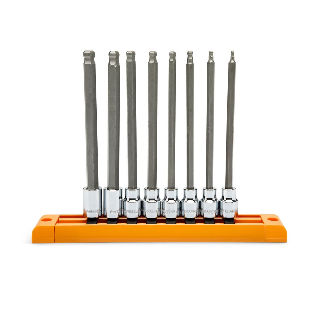 GEARWRENCH 8Pc 3/8-in Drive Long Ball End Hex Bit Metric Socket Set - 80573