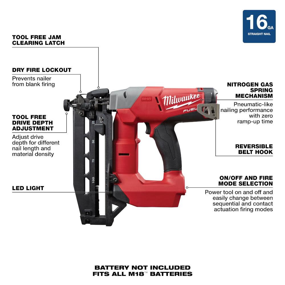 Milwaukee pneumatic finish discount nailer