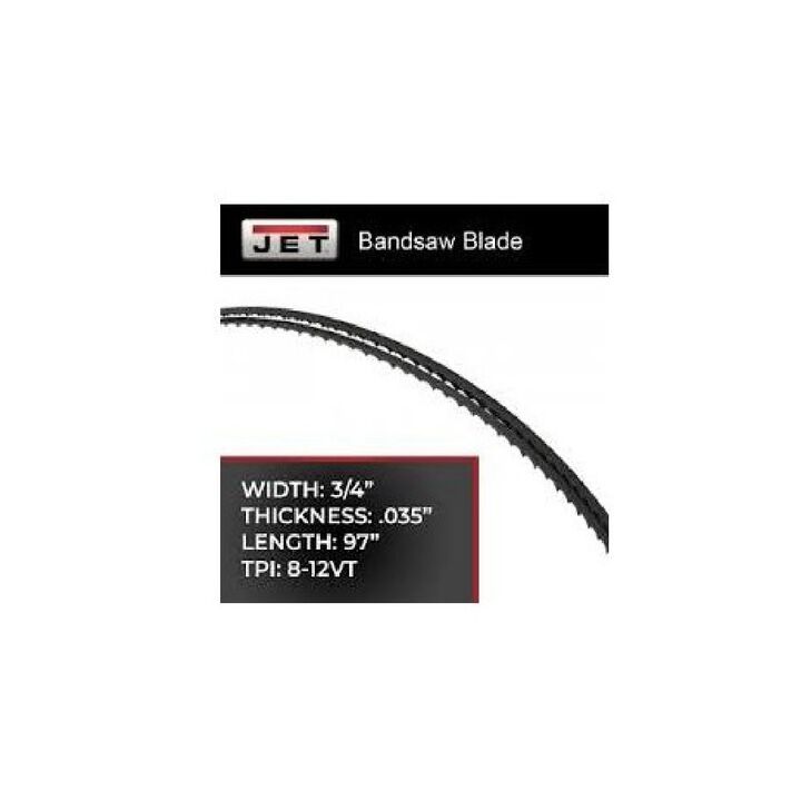 JET 3/4 x 0.035 x 97 Inch 8-12 TPI Bi-Metal Bandsaw Replacement Blade, large image number 1