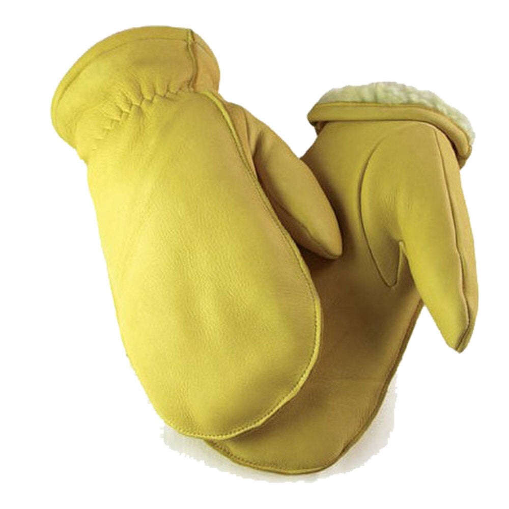 Hand Armor Full Grain Deerskin Sherpa Lined Mitts, Large, Tan Size Large – 51T-L