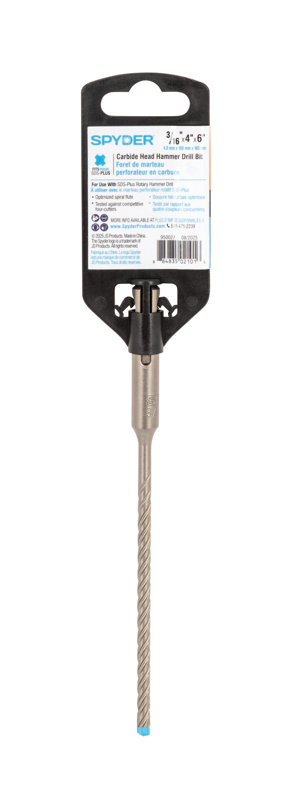 Spyder 3/16 Inch x 6 Inch SDS-Plus Hammer Drill Bit, 4 Full Carbide Cutter, large image number 9