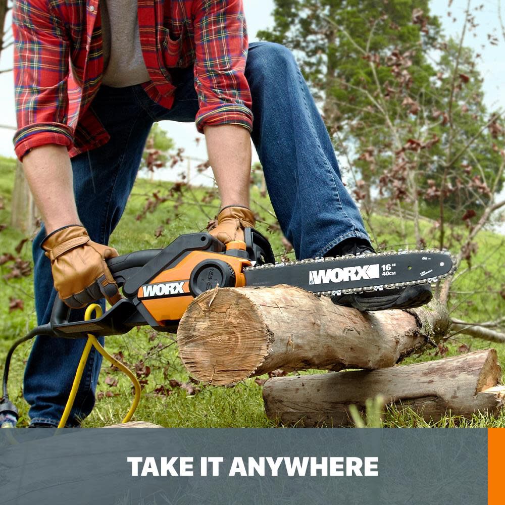 Worx 16 in. 15 amp Chainsaw Tool-free Tensioning and Chain Brake, large image number 5