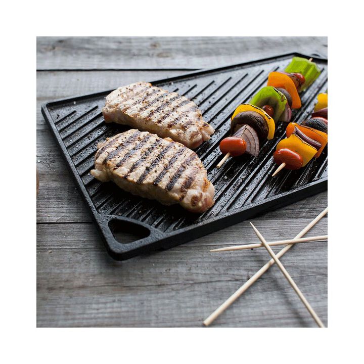 Lodge Cast Iron 16 3/4 x 9 1/2 Inch Black Double Play Reversible Grill/Griddle Pan, large image number 5