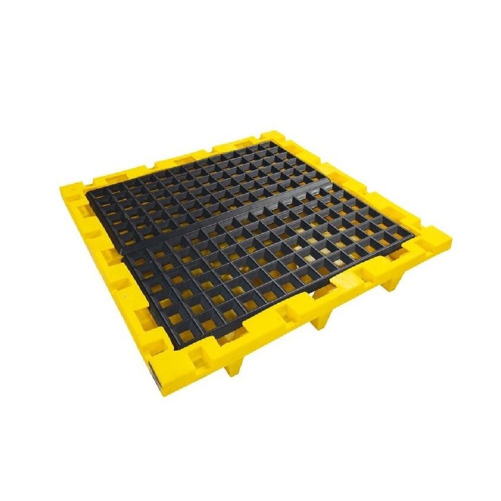 Justrite Plastic 4 Drum Nestable Pallet, Yellow, large image number 3