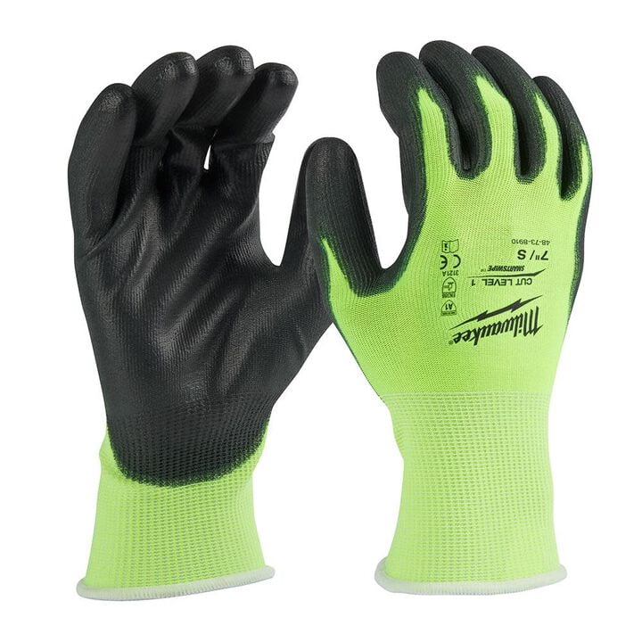 Milwaukee High Visibility Cut Level 1 Polyurethane Dipped Gloves, large image number 6