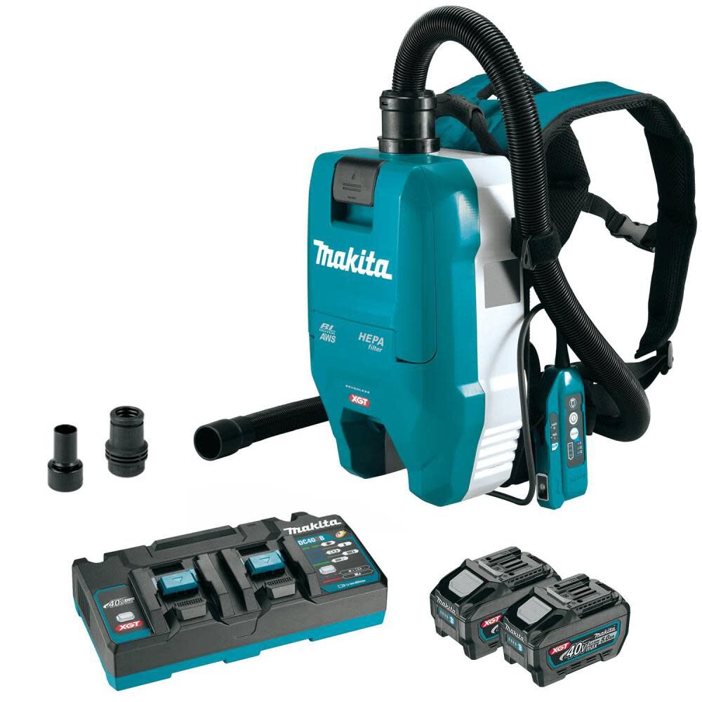Makita 40V max XGT 1/2 Gallon HEPA Backpack Dry Dust Extractor Kit, large image number 1