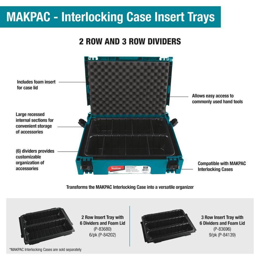 Makita MAKPAC Interlocking Case 3 Row Insert Tray, large image number 9