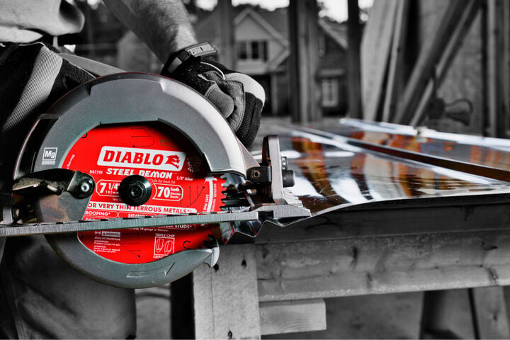 Diablo Tools 7-1/4 inch x 70 Tooth TCG Steel Demon Thin Metal Cutting Circular Saw Blade with 5/8 inch Diamond Arbor, large image number 1