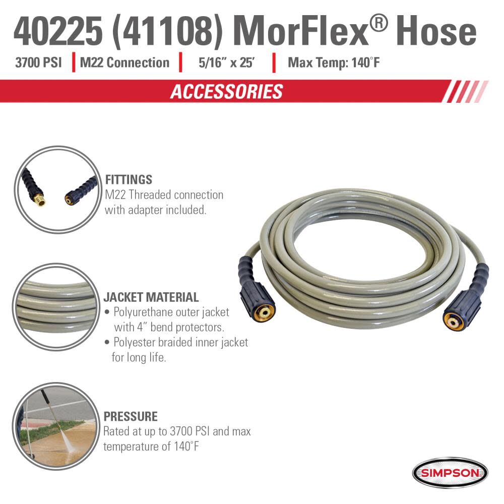 Simpson 25ft MorFlex 3700 PSI Cold Water Power Washer Hose, large image number 6