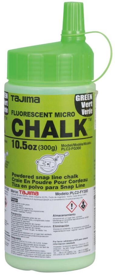 Tajima CHALK-RITE Micro Chalk Ultra-Fine Fluorescent Green Chalk 300 Gr./ 10.5 Oz. with Easy Fill Nozzle, large image number 0
