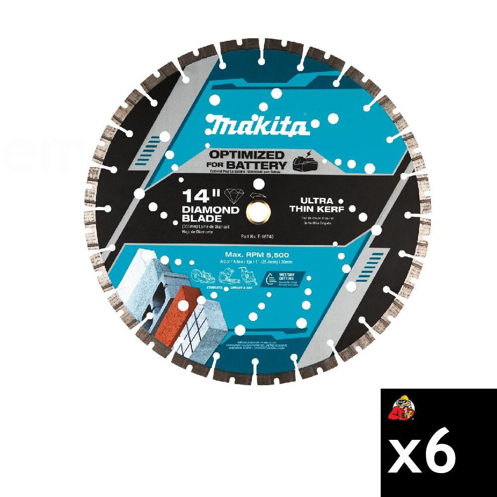 Makita Promotional Bundle of 6 Thin Kerf 14 Inch Segmented Turbo Rim Diamond Blade for Reinforced Concrete and Brick, large image number 1