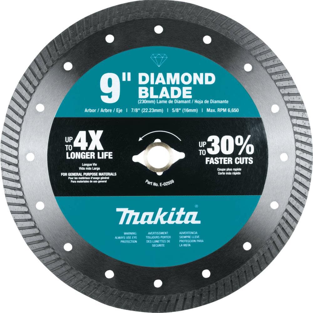 Makita 9 Inch Turbo Rim Diamond Blade for Concrete and Brick - E-02559