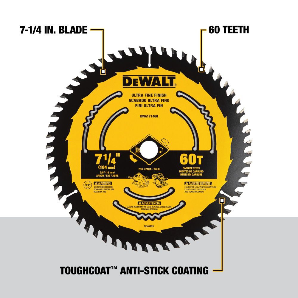 DEWALT 7 1/4 Inch 60T Pack of 10 Circular Saw Blades, large image number 2