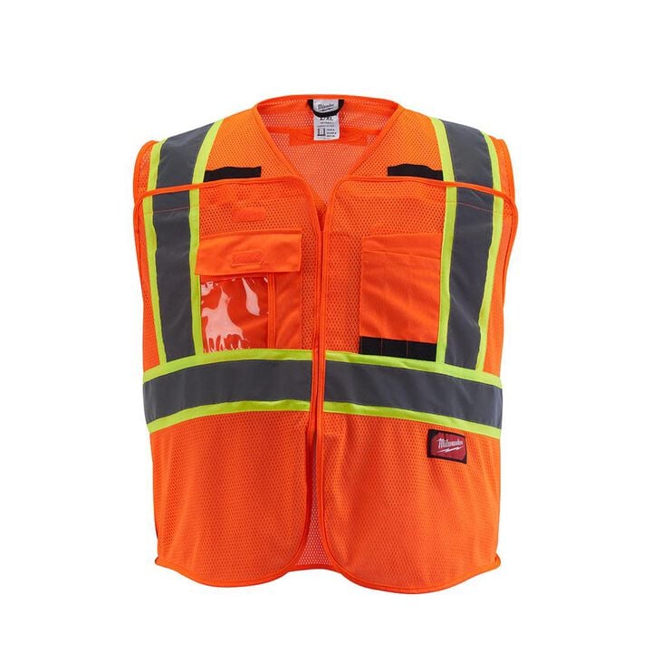 Milwaukee Class 2 Breakaway High Visibility Mesh Safety Vest High Vis Orange