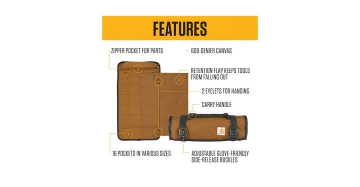 Carhartt Brown Polyester Utility Roll Organizer, large image number 5