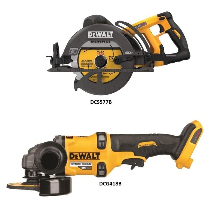 DEWALT 60V MAX 7-1/4 Inch Cordless Saw & 4-1/2 Inch - 6 Inch Grinder Bundle, large image number 1