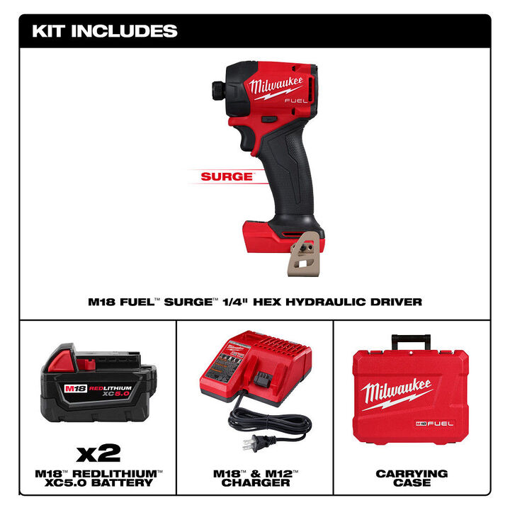 Milwaukee M18 FUEL SURGE 1/4 Inch Hex Hydraulic Driver Kit, large image number 2