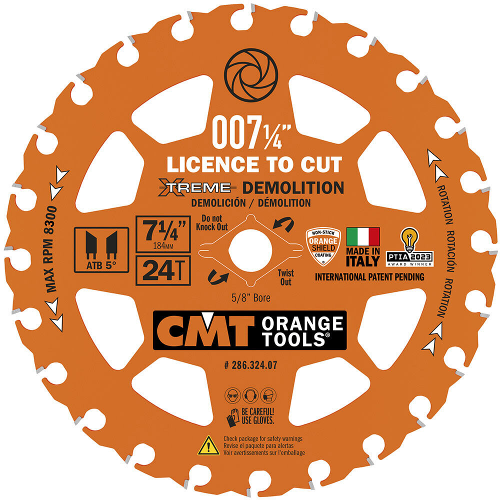 CMT 7-1/4in 24T Wood Demolition Circular Saw Blade 286.324