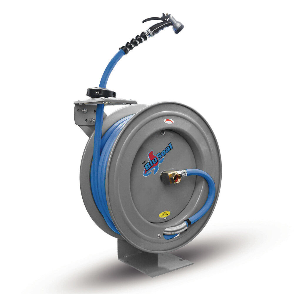 BluBird 5/8 Inch x 50 Ft Grey Steel Large Retractable Water Hose Reel, large image number 5