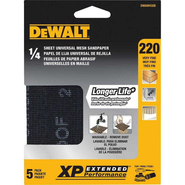 DEWALT Mesh 1/4 Sheet 220 Grit (5 PACK), large image number 1