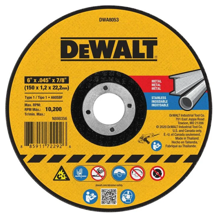 DEWALT 6 Inch x .045 Inch x 7/8 Inch General Purpose Cutting Wheel