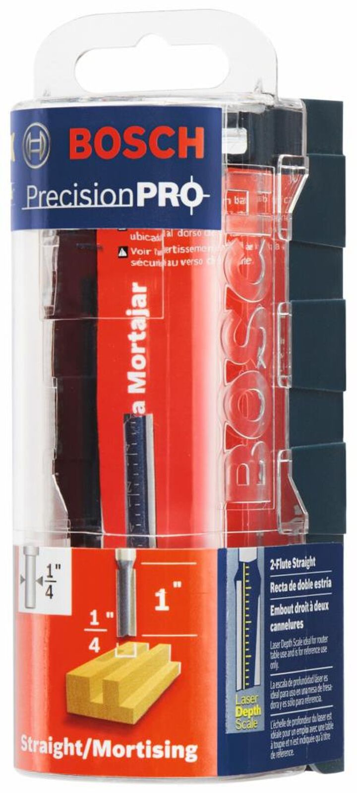 Bosch 1/4in x 1in Carbide Tipped Double Flute Straight Router Bit, large image number 2