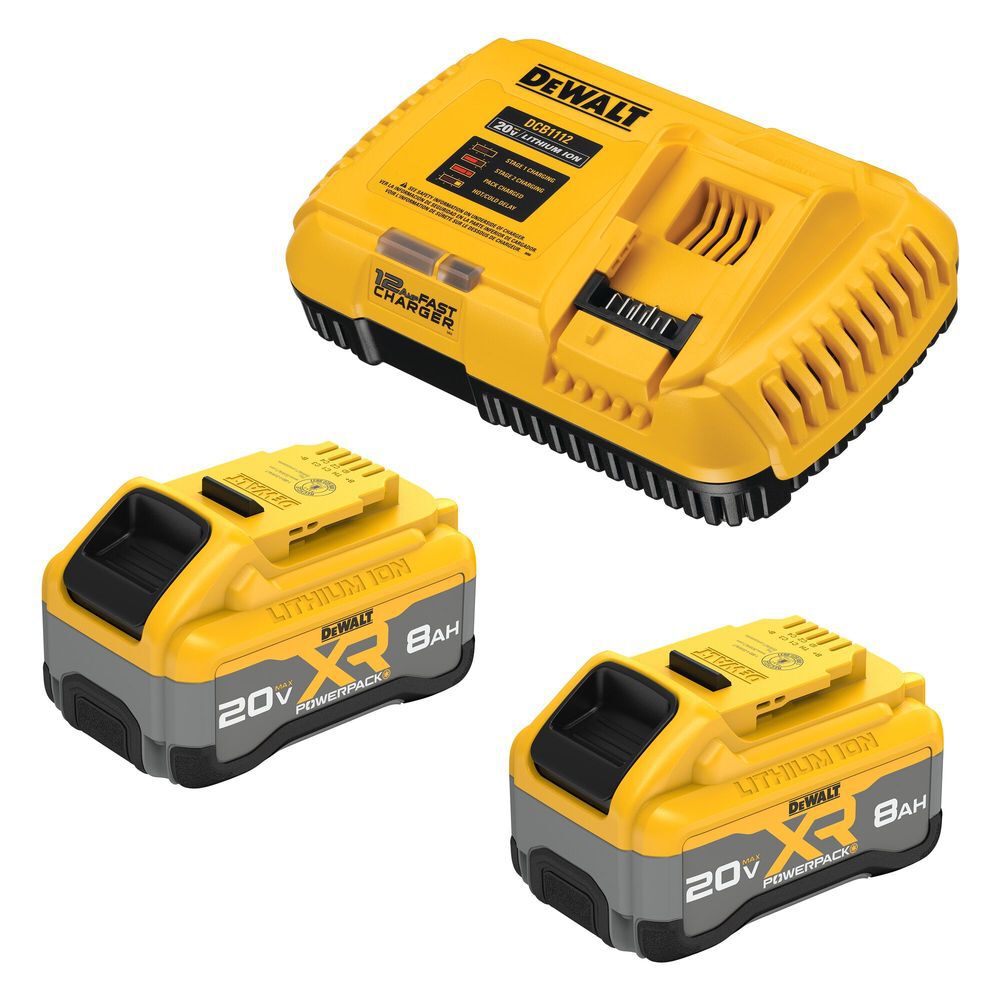DEWALT 20V MAX XR POWERPACK 8.0Ah Batteries with Charger Starter Kit, large image number 1