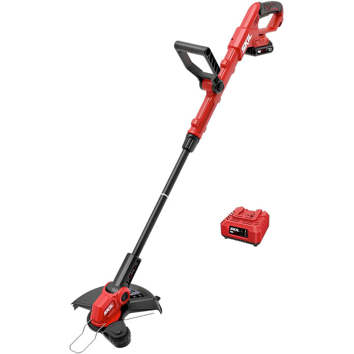 SKIL 12 Inch Pivoting Head String Trimmer Kit with 20V 2.0Ah Battery and 60W Charger