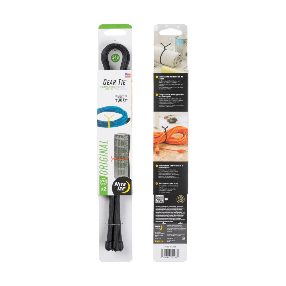 Nite Ize Gear Tie Reusable Rubber Twist Tie 24in 2pk Black, large image number 3