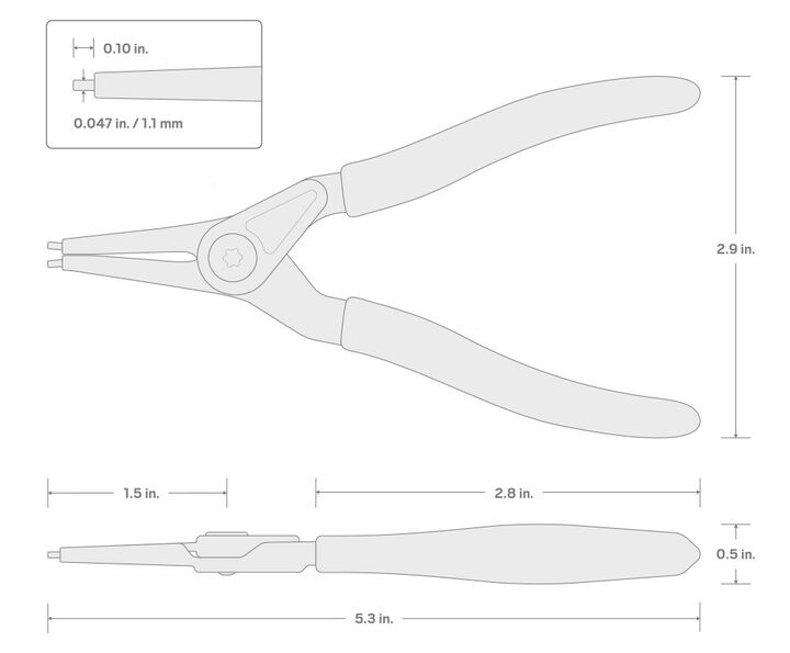 Tekton 5 Inch External Retaining Ring Pliers 0.047 Inch Tips, large image number 6