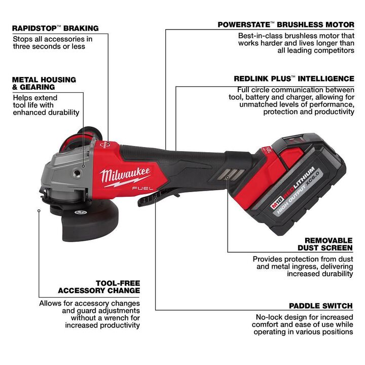 Milwaukee M18 FUEL 4-1/2inch / 5inch Grinder Paddle Switch No-Lock Kit, large image number 3