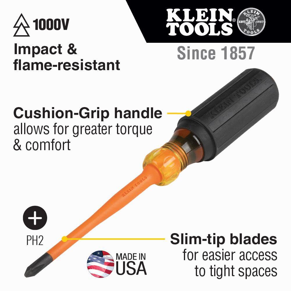 Klein Tools Insulated Screwdriver #2 Phillips 6inch, large image number 2
