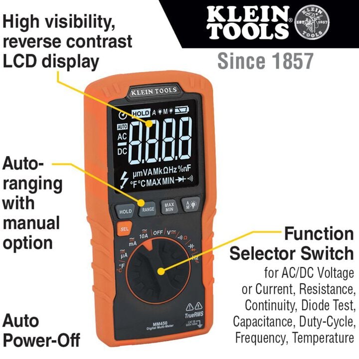 Klein Tools Slim Digital Multimeter TRMS Auto Ranging, large image number 2