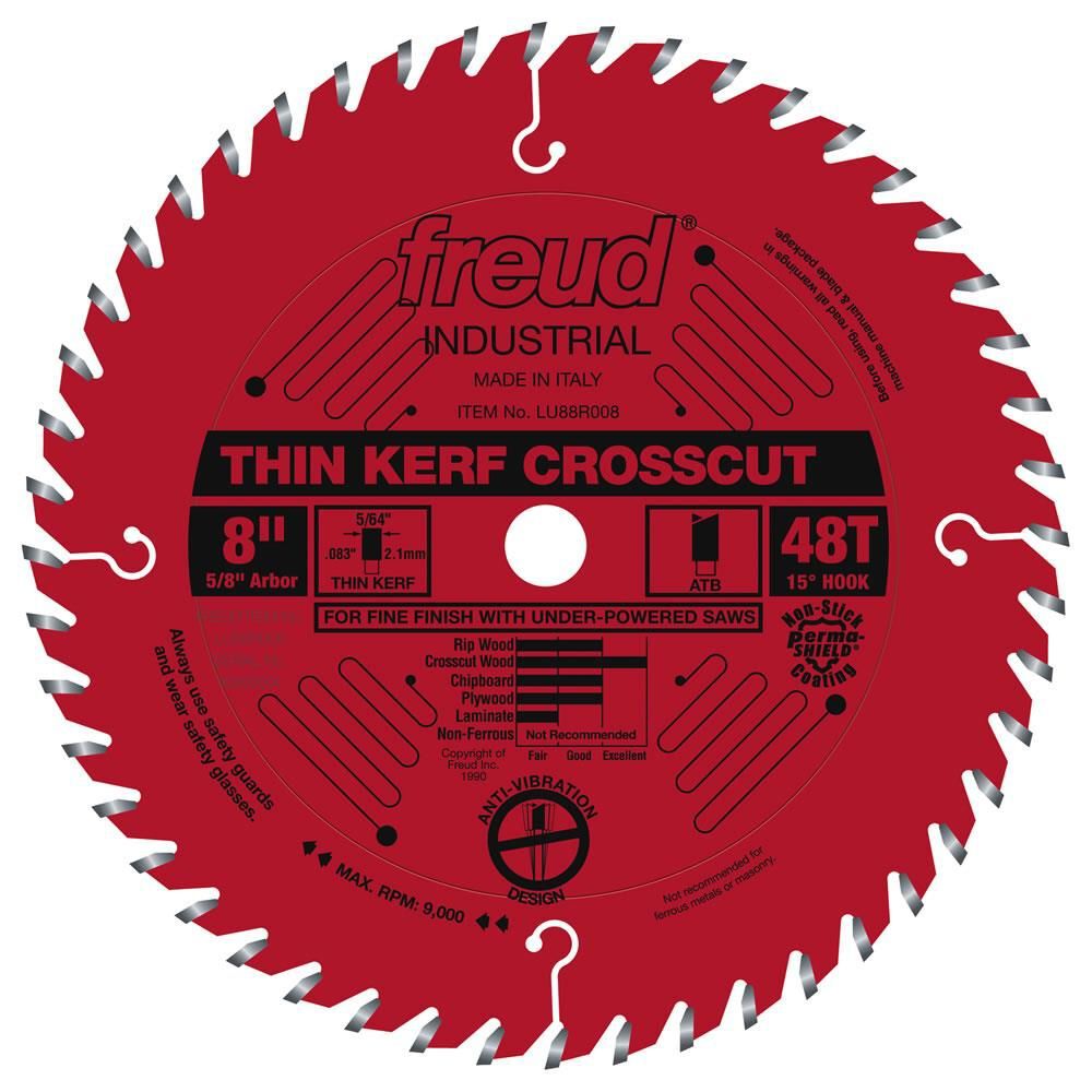 Freud 8in Thin Kerf Fine Finish Crosscut with Perma-SHIELD Coating, large image number 1