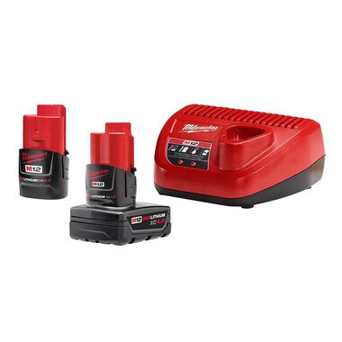 Milwaukee M12 REDLITHIUM CP 2.0Ah & XC 4.0Ah Battery and Charger Starter Kit