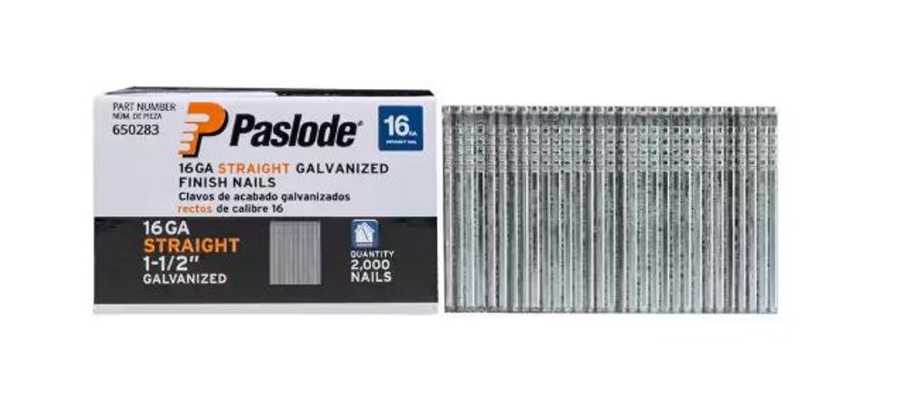 Paslode 2000 Pack 1-1/2in 16 Ga Galv Straight Finishing Nails, large image number 1