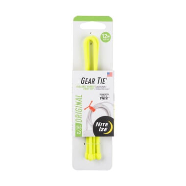 Nite Ize Gear Tie Reusable Rubber Twist Tie 12in 2 Pk Neon Yellow