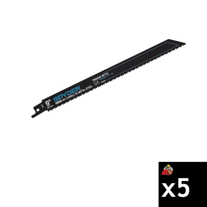 Spyder 9 Inch 8-10 TPI Bi-Metal Reciprocating Saw Blade, 5 Pieces