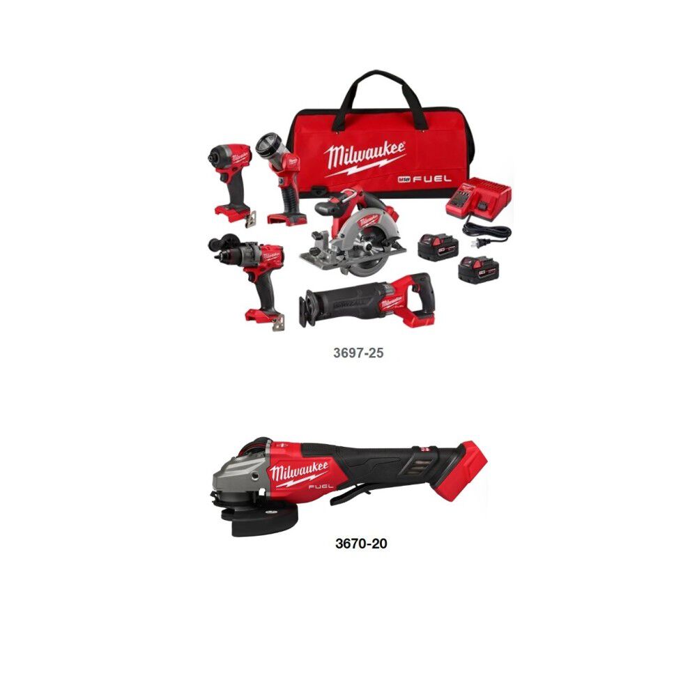 Milwaukee M18 FUEL 5 Tool Combo Kit 4 1 2 6 Inch Braking Grinder Bundle MIL000011339 Acme Tools