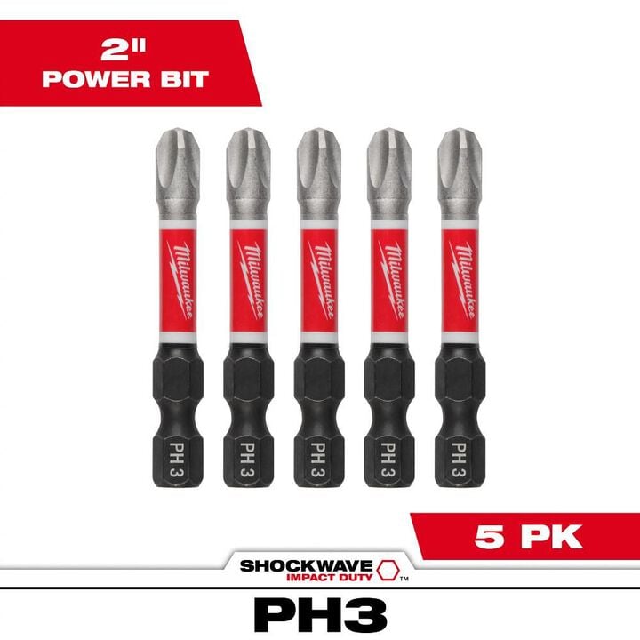 Milwaukee SHOCKWAVE 2 in. PH3 Impact Driver Bits 5PK