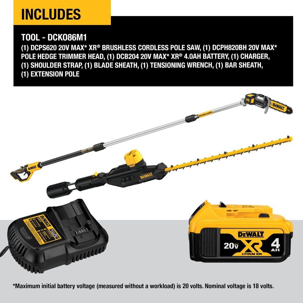 DEWALT 20V MAX Lithium-Ion Cordless Pole Saw and Pole Hedge Trimmer Combo Kit, large image number 2