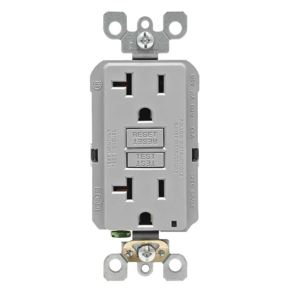 Leviton SmartlockPro GFCI Outlet 20A 125V Gray NEMA 5-20R, large image number 2