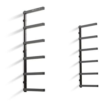 Bora Portamate Wood Rack 6 Tier Wall Mounted Gray/Black