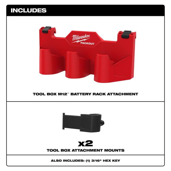 Milwaukee PACKOUT Tool Box M12 Battery Rack Attachment, large image number 1
