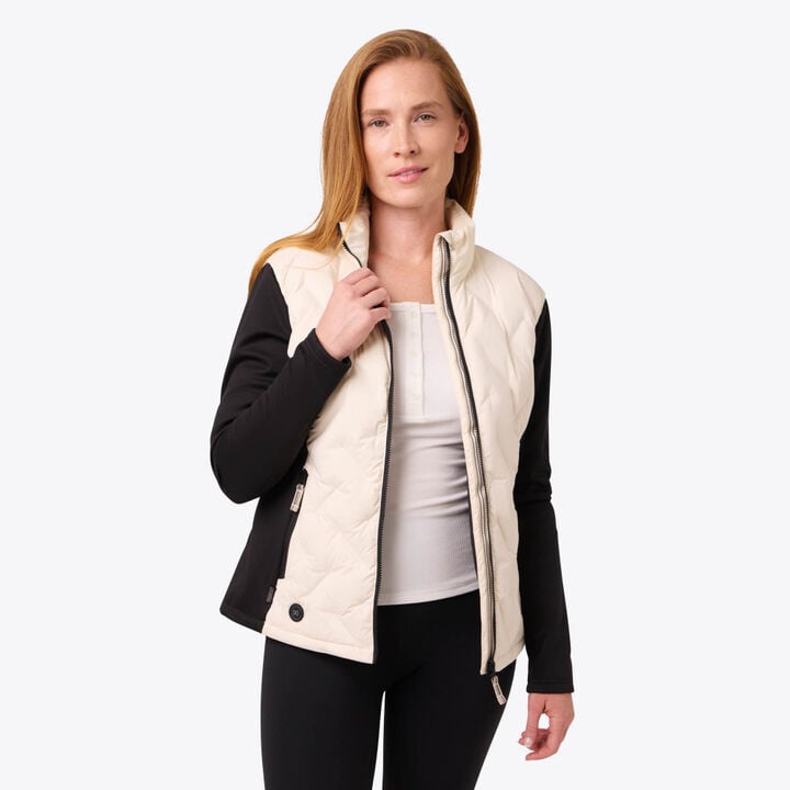 Mobile Warming Womens Aria Hybrid Black and Cream Heated Jacket Kit 2X, large image number 4