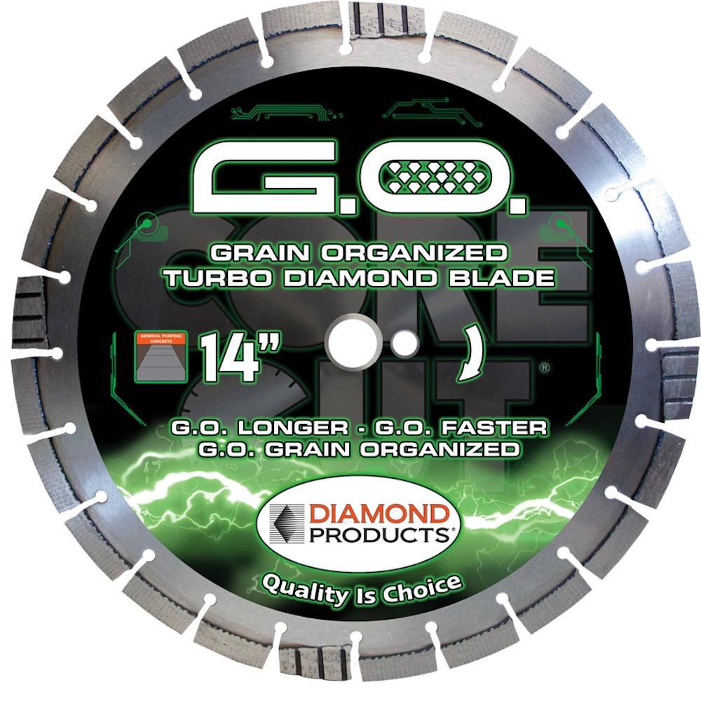 Diamond Products G.O. Grain Organized High Speed 14 Inch Segmented Turbo Rim Diamond Blade for Fast Cuts in Concrete, large image number 1