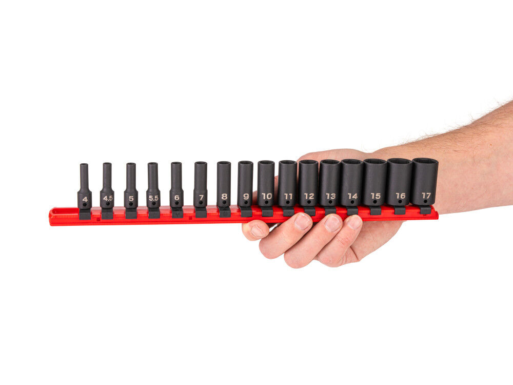 Tekton 1/4 Inch Shallow, Semi-Deep, Deep 6 Point Impact Sockets, Rails, 48 Pieces, large image number 3